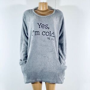 NWT Gorgeous XXL Yes, I'm cold ME 24:7 Grey/Black Sherpa Teddy Pullover Sweatshi